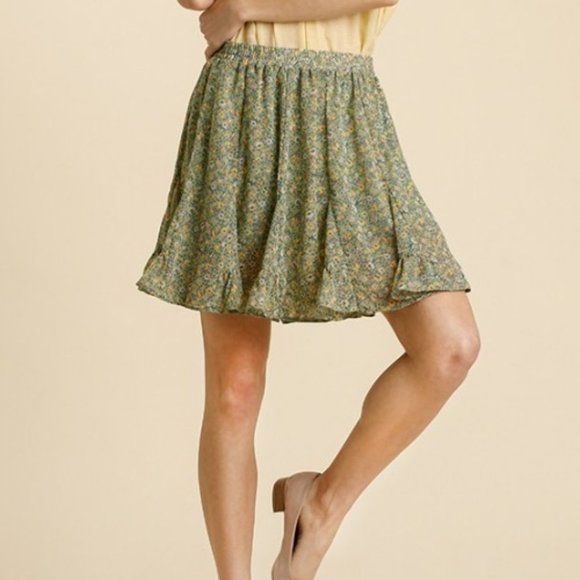 Umgee Dresses & Skirts - Umgee Green Floral Mini Skirt